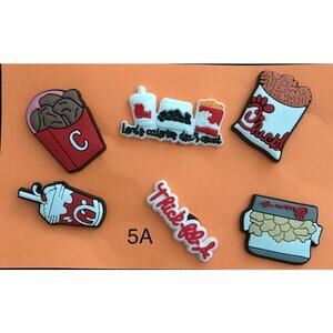 Croc/Shoe Charms, Jibbitz, Jibz Cute Fast Foodie Chicken Lovers 6 Pcs/5B